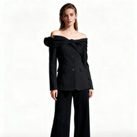 French-style Off-shoulder Blazer Womens Short Style