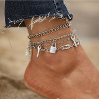 Creative Personality Punk Style Silver Metal Chain Anklet
