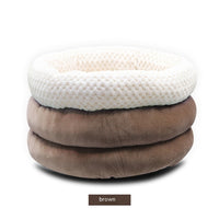 Semi-closed Round Ice Velvet Pet Deep Sleep Bed