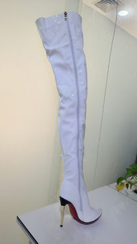 Womens Fashionable Over-the-knee Plus-size Metal-heel Boots