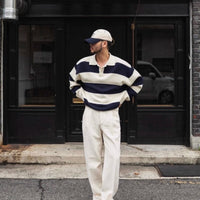 Autumn And Winter Basic Korean-style Loose Blue And White Striped Versatile Loose Sweater