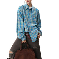American-style Trendy Plaid Long-sleeve Shirt Jacket