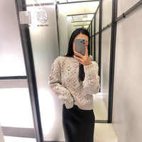 Women's Fashion Hollowed-out Round Neck Knitted Sweater