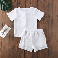 Children's Cotton And Linen Short Sleeve Suit Summer Light Thin And Loose Breathable Gown