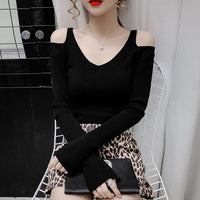 Slim-fit Elegant V-neck All-matching Western Style Bottoming Sweater