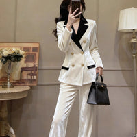 White Velvet Blazer And Pants Professional Suit