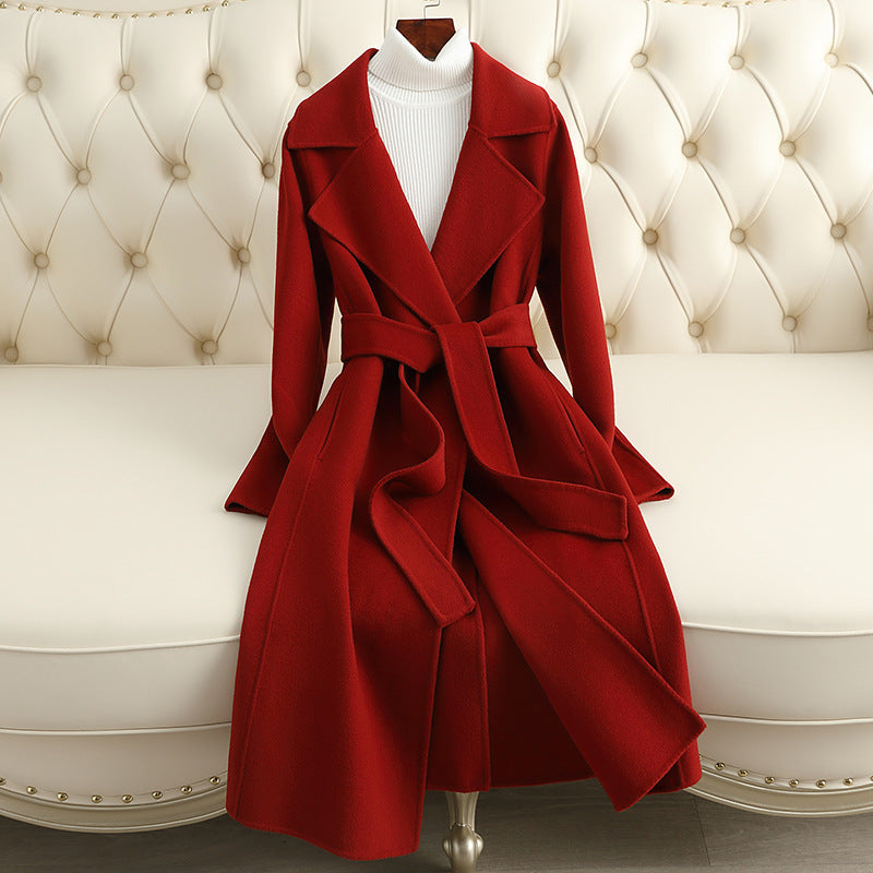 Cashmere Coat Slim Fit Thin Over The Knee Woolen Coat