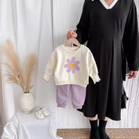 Infant Two-piece Set Cute Flower Sweatshirt And Sweatpants Baby Girl Suit