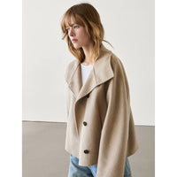 Wool Blend Turtleneck Coat Single Breasted Casual