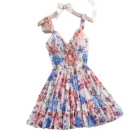 Fashionable Womens Floral Print V-Neck Slip Dress