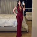 Collar Strap Halter Sexy Backless Slim Fit Jumpsuit