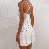Printed Split Deep V-Neck Slip Dress Women