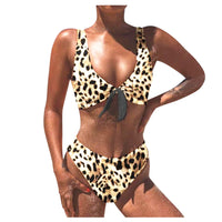 Print Knotted Wide Strap Split Bikini