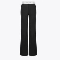 Heavyweight Straight-leg Black Casual Pants With A Relaxed Draped Fit