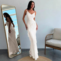 Sleeveless Slip Dress With A Slim Fit And Ruffled Hem