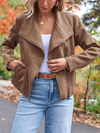 Fashion Casual Short Motorcycle Suede Jacket