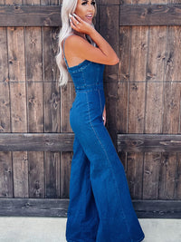 Denim Jumpsuit Women's Spaghetti Strap High Waist