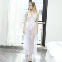 Tulle Halter Embroidery Sexy One-piece Pajamas Nightdress