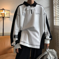 Off-the-shoulder Lapel Polo Shirt Couple Coat American Pre-school Style Sweater For Men