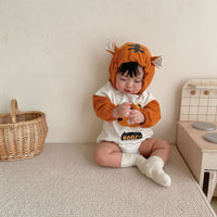 Cute And Versatile Baby Tiger Print Hooded Romper