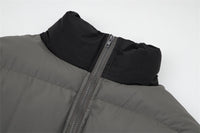 Men's Winter Loose Casual Contrast Color Stand Collar Cotton Coat Jacket