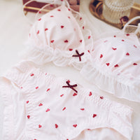 Embroidered Love Girl Underwear Japanese Bra Set