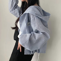 Contrast Color Hooded Buckle Loose Leisure All-matching Short Coat