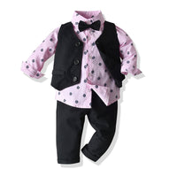 Vest Printed Shirt Long-sleeved Trousers Tuxedo Three-piece Suit Multi-color Children's Suit Caiyuanbao