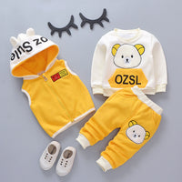 Three-piece cartoon bear with velvet thickening