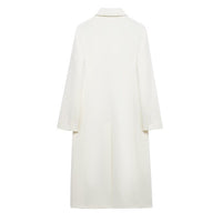 Fashionable Temperamental All-match Blended Double-breasted Long Lapel Coat Jacket