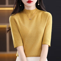 Spring New Half Turtleneck Half Sleeve Women's Bottoming Sweater