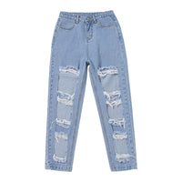 Ripped raw high-rise jeans