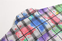 Tie Dye Short Sleeve Plaid Shirt Men