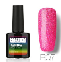 Nail free, long-lasting, non-toxic, nail polish, ROSALIND phototherapy glue, star studded rainbow system.
