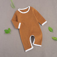 Newborn Rompers Striped Print Long Sleeve Crew Neck Jumpsuit