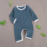 Newborn Rompers Striped Print Long Sleeve Crew Neck Jumpsuit