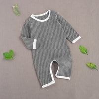 Newborn Rompers Striped Print Long Sleeve Crew Neck Jumpsuit