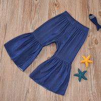 Lace Halter Flare Pants Denim Retro Naked Back