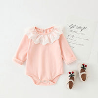 Infant Long-sleeved Lotus Leaf Collar Fart Romper Cotton Girl Baby Bottoming Romper