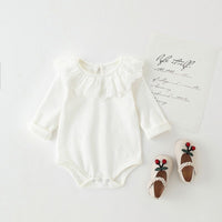 Infant Long-sleeved Lotus Leaf Collar Fart Romper Cotton Girl Baby Bottoming Romper