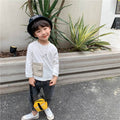 New Korean Version Of Children's Bottoming Shirt, Small And Medium-Sized Children's Big Pocket Round Neck Pullover Top