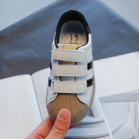Striped Casual Shoes Girls Non-Slip Shell-Toe Student Shoes