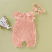 European And American Solid Color Sleeveless Lace One-piece Romper