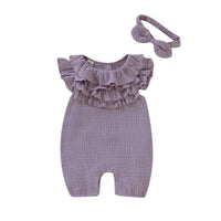 European And American Solid Color Sleeveless Lace One-piece Romper