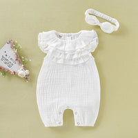European And American Solid Color Sleeveless Lace One-piece Romper