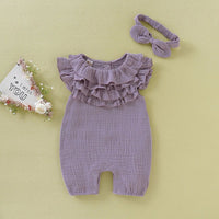 European And American Solid Color Sleeveless Lace One-piece Romper