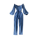Sexy One-Line Neck Strapless Puff Sleeve Jumpsuit Women