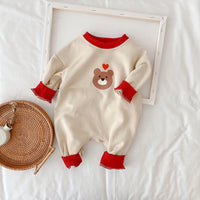 Baby Jumpsuit Korean Style Fresh Avocado Bear Turtleneck Long Sleeve Romper Romper