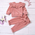Baby Pants Suit Solid Color Pink And White Pullover