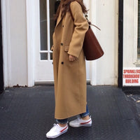 Fashion Double-Breasted Loose Long Woolen Coat
